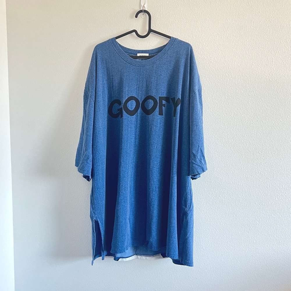 Piona Blue Disney Goofy Oversized Graphic T-Shirt One Size Retro Cartoon Slouchy